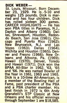 1973 PBA Bowling #NNO Dick Weber Back